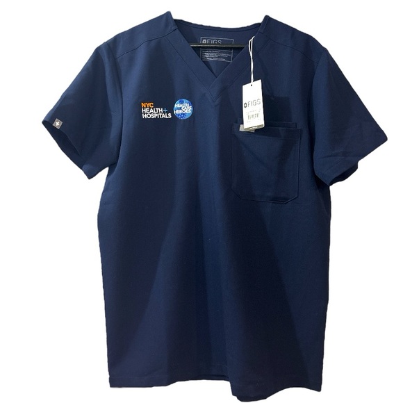 FIGS NEW Leon Two Pocket Top Navy Small *FLAWED Nurse Hospital Health Medical - Picture 1 of 10